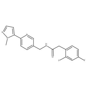 2-(2,4-difluorophenyl)-N-((6-(1-methyl-1H-pyrazol-5-yl)pyridin-3-yl)methyl)acetamide结构式