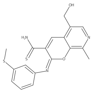 (Z)-5-(hydroxymethyl)-8-methyl-2-((3-(methylthio)phenyl)imino)-2H-pyrano[2,3-c]pyridine-3-carbothioamide结构式