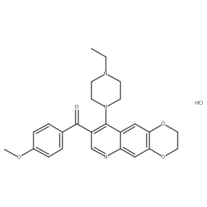 1-ethyl-4-[8-(4-methoxybenzoyl)-2H,3H-[1,4]dioxino[2,3-g]quinolin-9-yl]piperazine hydrochloride结构式
