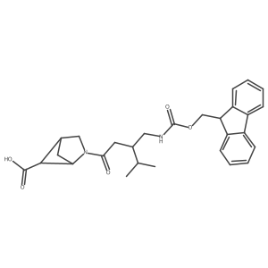 2-{3-[({[(9H-fluoren-9-yl)methoxy]carbonyl}amino)methyl]-4-methylpentanoyl}-2-azabicyclo[2.1.1]hexane-5-carboxylic acid Structure