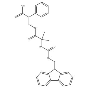 3-[2-({[(9H-fluoren-9-yl)methoxy]carbonyl}amino)-2-methylpropanamido]-2-phenylpropanoic acid结构式