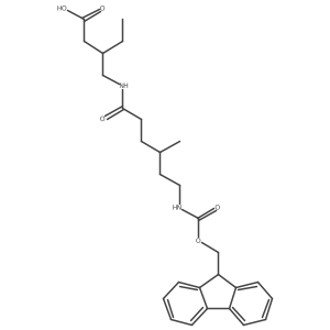 3-{[6-({[(9H-fluoren-9-yl)methoxy]carbonyl}amino)-4-methylhexanamido]methyl}pentanoic acid Structure