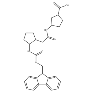rac-3-{2-[(1R,2S)-2-({[(9H-fluoren-9-yl)methoxy]carbonyl}amino)cyclopentyl]acetamido}cyclopentane-1-carboxylic acid Structure
