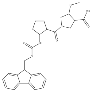 rac-1-[(1R,2S)-2-({[(9H-fluoren-9-yl)methoxy]carbonyl}amino)cyclopentanecarbonyl]-4-methoxypyrrolidine-3-carboxylic acid Structure