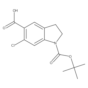 1-[(tert-butoxy)carbonyl]-6-chloro-2,3-dihydro-1H-indole-5-carboxylic acid结构式