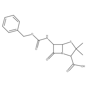 (2S,5R,6R)-6-{[(benzyloxy)carbonyl]amino}-3,3-dimethyl-7-oxo-4-thia-1-azabicyclo[3.2.0]heptane-2-carboxylic acid结构式