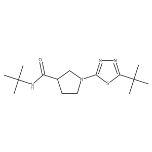 N-tert-butyl-1-(5-tert-butyl-1,3,4-thiadiazol-2-yl)pyrrolidine-3-carboxamide结构式