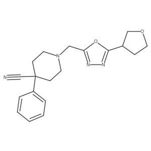1-{[5-(Oxolan-3-yl)-1,3,4-oxadiazol-2-yl]methyl}-4-phenylpiperidine-4-carbonitrile Structure