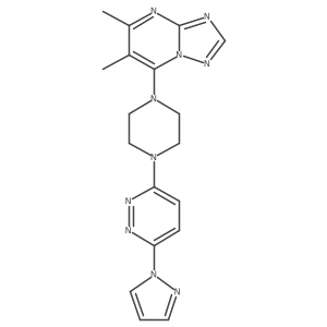 3-(4-{5,6-dimethyl-[1,2,4]triazolo[1,5-a]pyrimidin-7-yl}piperazin-1-yl)-6-(1H-pyrazol-1-yl)pyridazine结构式