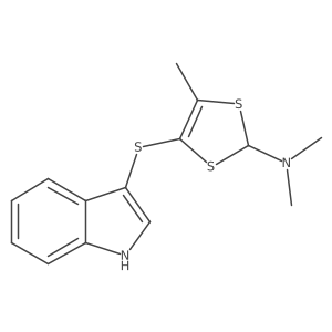 4-(1H-Indol-3-ylthio)-N,N,5-trimethyl-1,3-dithiol-2-amine结构式