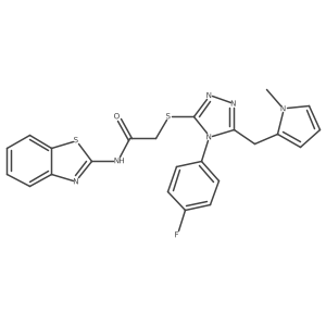 N-(benzo[d]thiazol-2-yl)-2-((4-(4-fluorophenyl)-5-((1-methyl-1H-pyrrol-2-yl)methyl)-4H-1,2,4-triazol-3-yl)thio)acetamide Structure