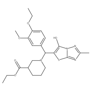 Ethyl 1-((4-ethoxy-3-methoxyphenyl)(6-hydroxy-2-methylthiazolo[3,2-b][1,2,4]triazol-5-yl)methyl)piperidine-3-carboxylate Structure
