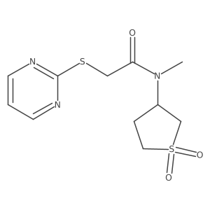 N-(1,1-dioxothiolan-3-yl)-N-methyl-2-pyrimidin-2-ylsulfanylacetamide Structure