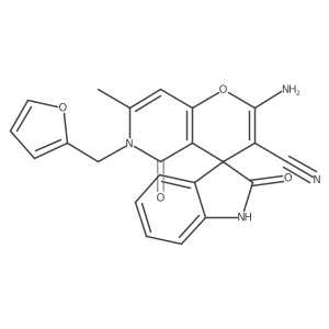 2'-Amino-6'-[(furan-2-yl)methyl]-7'-methyl-2,5'-dioxo-1,2,5',6'-tetrahydrospiro[indole-3,4'-pyrano[3,2-c]pyridine]-3'-carbonitrile结构式