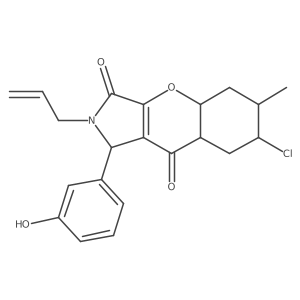 7-chloro-1-(3-hydroxyphenyl)-6-methyl-2-prop-2-enyl-4a,5,6,7,8,8a-hexahydro-1H-chromeno[2,3-c]pyrrole-3,9-dione结构式