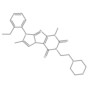 8-(2-ethylphenyl)-1,7-dimethyl-3-(2-morpholinoethyl)-1H-imidazo[2,1-f]purine-2,4(3H,8H)-dione结构式