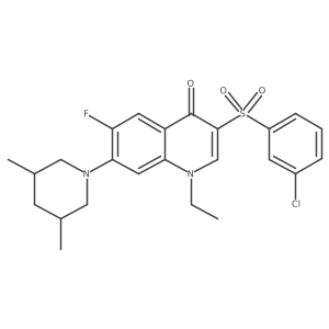 3-((3-chlorophenyl)sulfonyl)-7-(3,5-dimethylpiperidin-1-yl)-1-ethyl-6-fluoroquinolin-4(1H)-one结构式