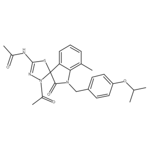 N-(3-acetyl-12-methyl-6-{[4-(methylethoxy)phenyl]methyl}-7-oxospiro[1,3,4-thia diazoline-2,3'-indoline]-5-yl)acetamide结构式