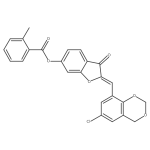 (2Z)-2-[(6-chloro-4H-1,3-benzodioxin-8-yl)methylidene]-3-oxo-2,3-dihydro-1-benzofuran-6-yl 2-methylbenzoate结构式