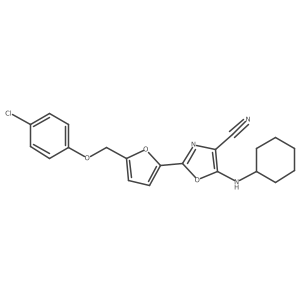 2-{5-[(4-Chlorophenoxy)methyl]furan-2-yl}-5-(cyclohexylamino)-1,3-oxazole-4-carbonitrile Structure