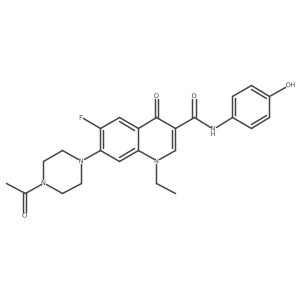 7-(4-acetylpiperazino)-1-ethyl-6-fluoro-N~3~-(4-hydroxyphenyl)-4-oxo-1,4-dihydro-3-quinolinecarboxamide结构式