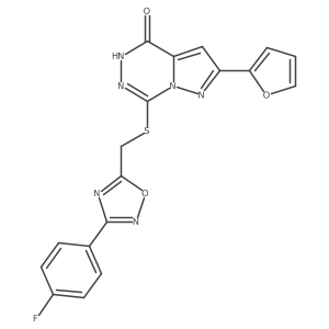 7-({[3-(4-fluorophenyl)-1,2,4-oxadiazol-5-yl]methyl}sulfanyl)-2-(furan-2-yl)-4H,5H-pyrazolo[1,5-d][1,2,4]triazin-4-one Structure
