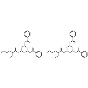 Aluminum, bis(benzoato-kappaO)(2-ethylhexanoato-kappaO)tri-mu-oxotri-, cyclo Structure