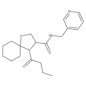 4-butanoyl-N-(pyridin-3-ylmethyl)-1-oxa-4-azaspiro[4.5]decane-3-carboxamide结构式