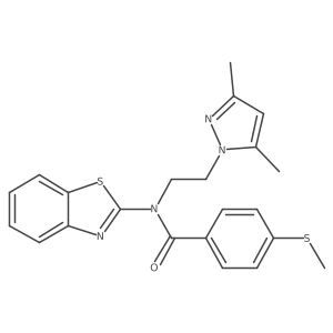N-(benzo[d]thiazol-2-yl)-N-(2-(3,5-dimethyl-1H-pyrazol-1-yl)ethyl)-4-(methylthio)benzamide结构式
