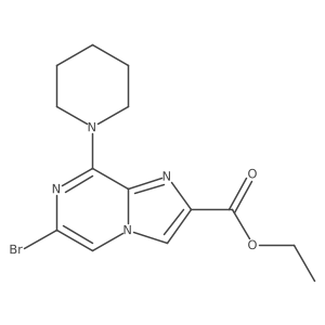 Ethyl 6-bromo-8-(1-piperidinyl)imidazo[1,2-a]pyrazine-2-carboxylate结构式
