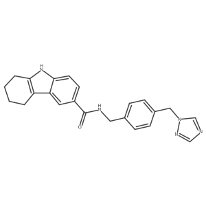 N-({4-[(1H-1,2,4-triazol-1-yl)methyl]phenyl}methyl)-2,3,4,9-tetrahydro-1H-carbazole-6-carboxamide结构式