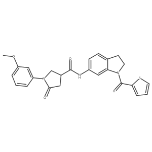 1-(3-methoxyphenyl)-5-oxo-N-(1-(thiophene-2-carbonyl)indolin-6-yl)pyrrolidine-3-carboxamide结构式