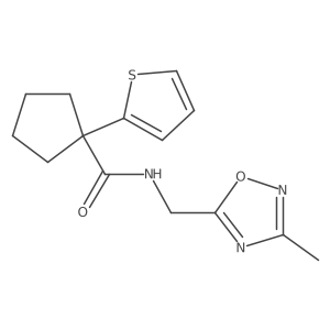 N-((3-methyl-1,2,4-oxadiazol-5-yl)methyl)-1-(thiophen-2-yl)cyclopentanecarboxamide结构式