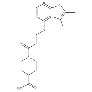 1-{3-[(5,6-Dimethylthieno[2,3-d]pyrimidin-4-yl)sulfanyl]propanoyl}piperidine-4-carboxamide Structure