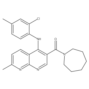 Azepan-1-yl(4-((2-chloro-4-methylphenyl)amino)-7-methyl-1,8-naphthyridin-3-yl)methanone结构式