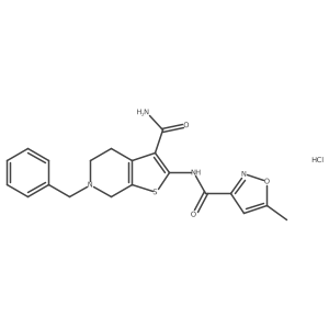 N-(6-benzyl-3-carbamoyl-4,5,6,7-tetrahydrothieno[2,3-c]pyridin-2-yl)-5-methylisoxazole-3-carboxamide hydrochloride Structure