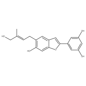 5-[6-hydroxy-5-[(E)-4-hydroxy-3-methylbut-2-enyl]-1-benzofuran-2-yl]benzene-1,3-diol Structure