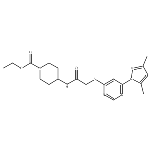 ethyl 4-(2-((6-(3,5-dimethyl-1H-pyrazol-1-yl)pyrimidin-4-yl)thio)acetamido)piperidine-1-carboxylate结构式