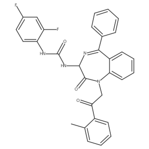 1-(2,4-difluorophenyl)-3-{1-[2-(2-methylphenyl)-2-oxoethyl]-2-oxo-5-phenyl-2,3-dihydro-1H-1,4-benzodiazepin-3-yl}urea结构式