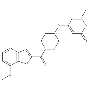 4-((1-(7-methoxybenzofuran-2-carbonyl)piperidin-4-yl)oxy)-6-methyl-2H-pyran-2-one结构式