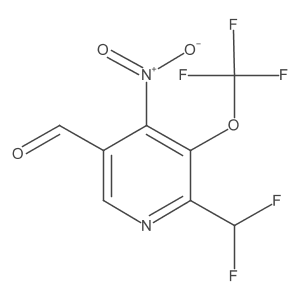 2-(Difluoromethyl)-4-nitro-3-(trifluoromethoxy)pyridine-5-carboxaldehyde结构式