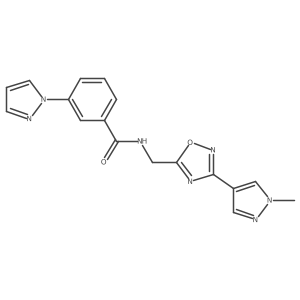 N-((3-(1-methyl-1H-pyrazol-4-yl)-1,2,4-oxadiazol-5-yl)methyl)-3-(1H-pyrazol-1-yl)benzamide结构式