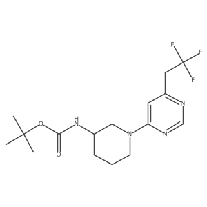 tert-butyl N-{1-[6-(2,2,2-trifluoroethyl)pyrimidin-4-yl]piperidin-3-yl}carbamate结构式