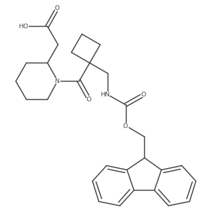 2-[(2R)-1-{1-[({[(9H-fluoren-9-yl)methoxy]carbonyl}amino)methyl]cyclobutanecarbonyl}piperidin-2-yl]acetic acid Structure