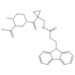 4-{1-[({[(9H-fluoren-9-yl)methoxy]carbonyl}amino)methyl]cyclopropanecarbonyl}-1-methylpiperazine-2-carboxylic acid Structure