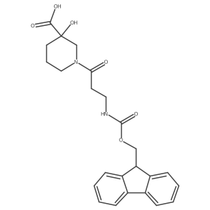 1-[3-({[(9H-fluoren-9-yl)methoxy]carbonyl}amino)propanoyl]-3-hydroxypiperidine-3-carboxylic acid结构式