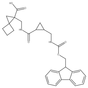 1-[({2-[({[(9H-fluoren-9-yl)methoxy]carbonyl}amino)methyl]cyclopropyl}formamido)methyl]spiro[2.3]hexane-1-carboxylic acid结构式