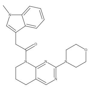 2-(1-methyl-1H-indol-3-yl)-1-(2-morpholino-6,7-dihydropyrido[2,3-d]pyrimidin-8(5H)-yl)ethan-1-one结构式