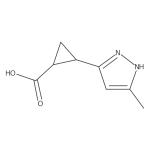 rac-(1R,2R)-2-(5-methyl-1H-pyrazol-3-yl)cyclopropane-1-carboxylic acid结构式