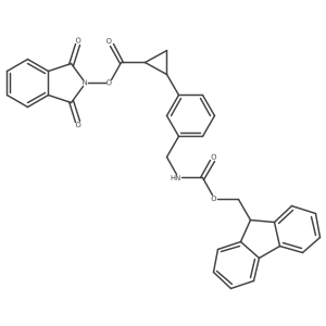 rac-1,3-dioxo-2,3-dihydro-1H-isoindol-2-yl (1R,2R)-2-{3-[({[(9H-fluoren-9-yl)methoxy]carbonyl}amino)methyl]phenyl}cyclopropane-1-carboxylate Structure